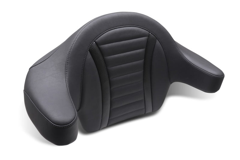 Mustang 88403 Deluxe Extended Arm Wrap-Around Passenger Backrest Black Stitch for Street Glide and Road Glide