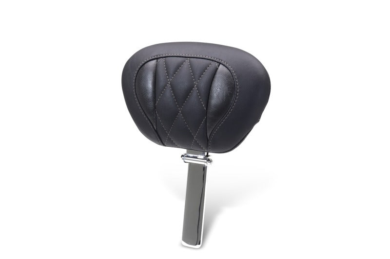 Mustang 89460GM Deluxe Diamond Driver Backrest Black with Gunmetal Gray Stitch for Harley Touring