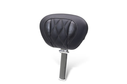 Mustang 89460GM Deluxe Diamond Driver Backrest Black with Gunmetal Gray Stitch for Harley Touring
