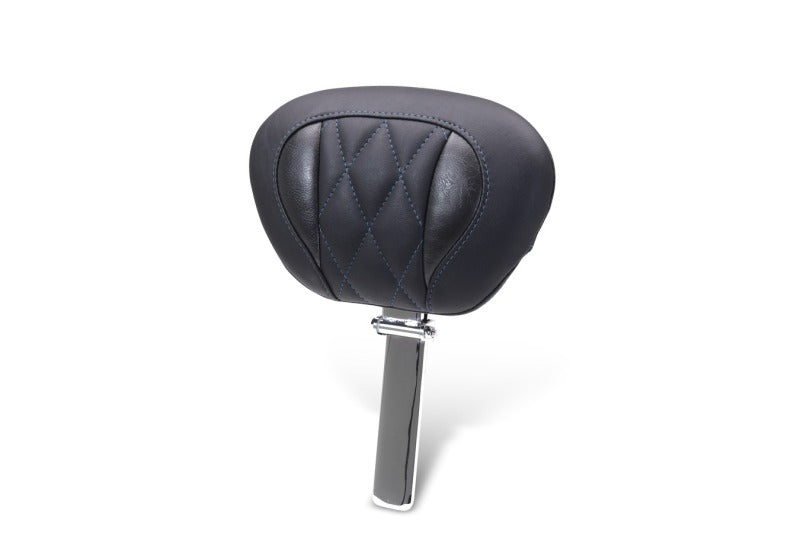 Mustang 89460SB Deluxe Diamond Driver Backrest Black with Sky Blue Stitch for Harley Touring