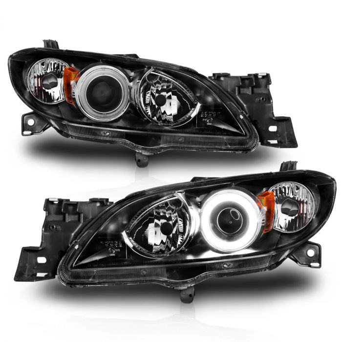 ANZO MAZDA 3 04-08 4DR PROJECTOR HEADLIGHTS BLACK W/ RX HALO - 121228