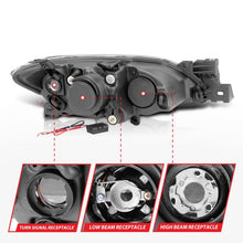 Load image into Gallery viewer, ANZO MAZDA 3 04-08 4DR PROJECTOR HEADLIGHTS BLACK W/ RX HALO - 121228