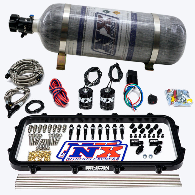 Nitrous Express Direct Port, Dry Holley High Ram Plate Nitrous System - 12 lb Bottle, part 20963-12