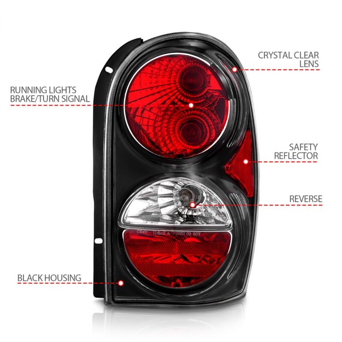 ANZO JEEP LIBERTY 02-07 TAIL LIGHTS BLACK - 211108 ANZO