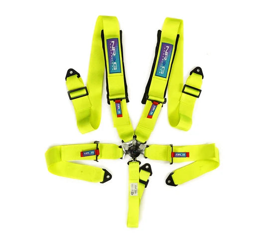 NRG SFI 16.1 5Pt 3 Inch Seat Belt Harness with Pads / Cam Lock - Neon Green - SBH-B6PCNG