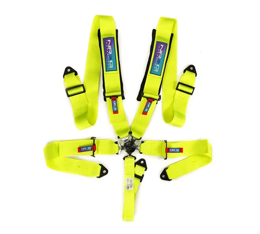 NRG SFI 16.1 5Pt 3 Inch Seat Belt Harness with Pads / Cam Lock - Neon Green - SBH-B6PCNG