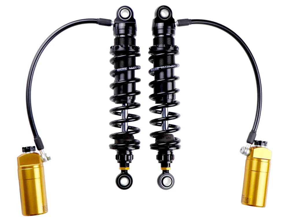 Ohlins STX36 Twin Blackline rear shock absorbers (HD 779) for 2014-2025 Harley-Davidson Touring motorcycles.
