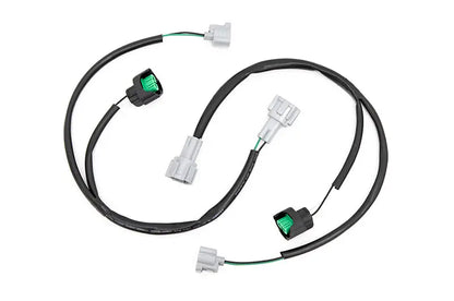 Wiring harness with connectors on a white background