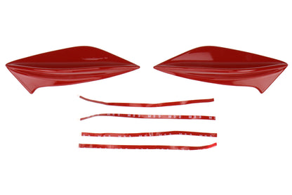 OLM STI spoiler side fins in Lightning Red Firestorm Red for 2015-2021 WRX and STI