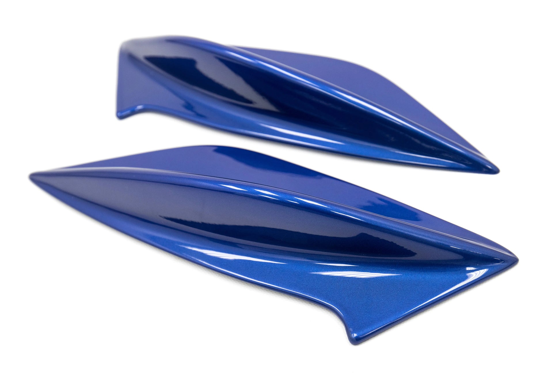 OLM STI spoiler side fins in WR Blue Pearl for 2015-2021 WRX and STI