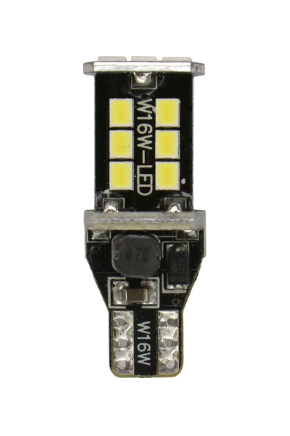 LED car bulb with W16W label on a white background