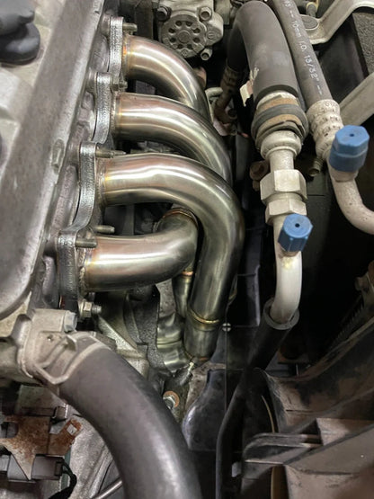 PLM Power Driven D-Series Tri-Y Header for Honda Civic CRX and Del Sol D16 D15 installed shown in engine bay of honda