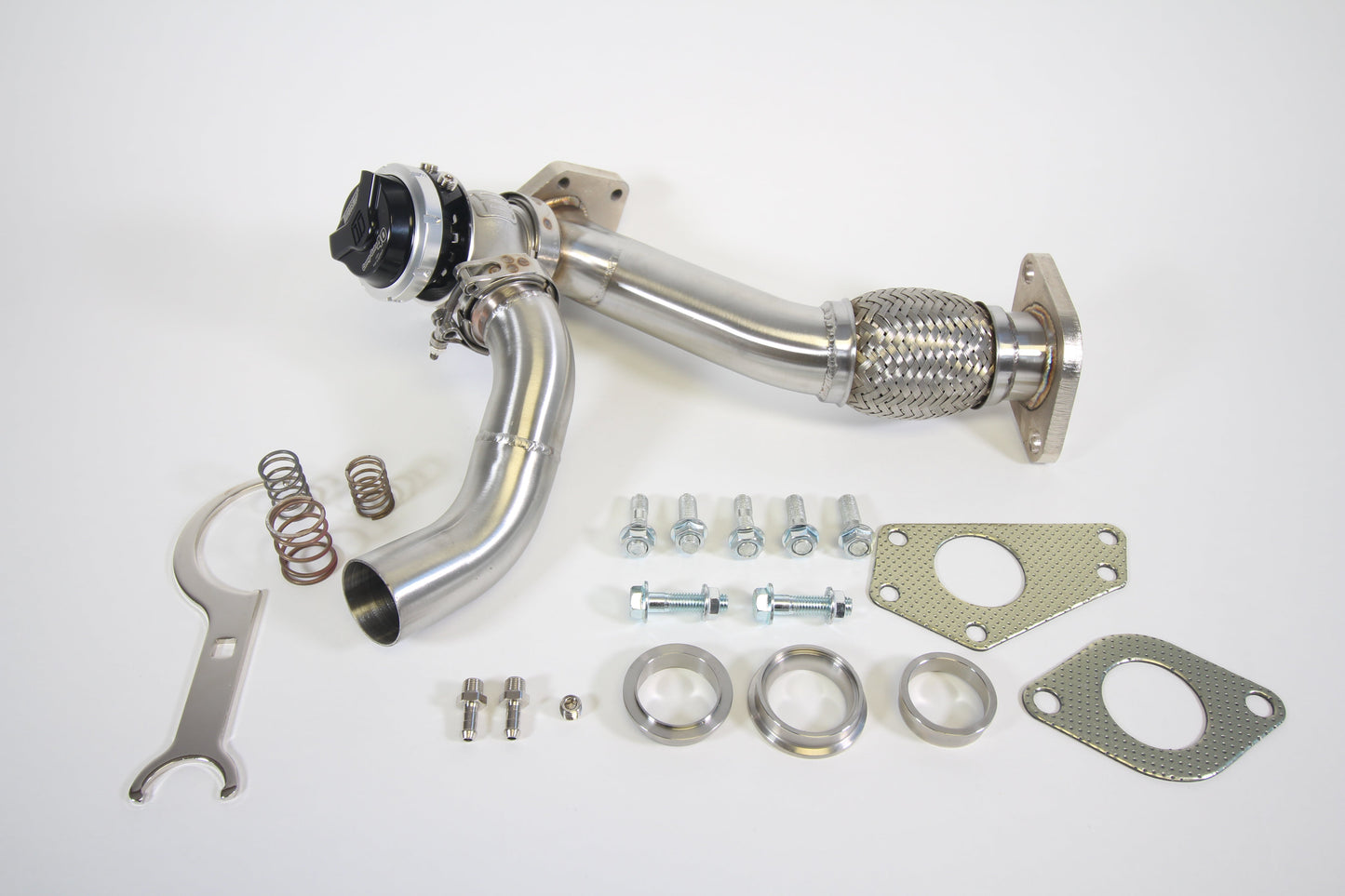 PLM Subaru EWG up pipe with Turbosmart WG40 38mm external wastegate stainless steel black