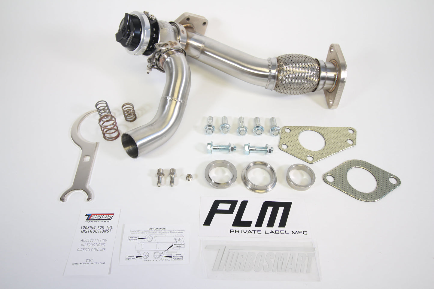 PLM Subaru EWG up pipe with Turbosmart WG40 38mm external wastegate stainless steel black
