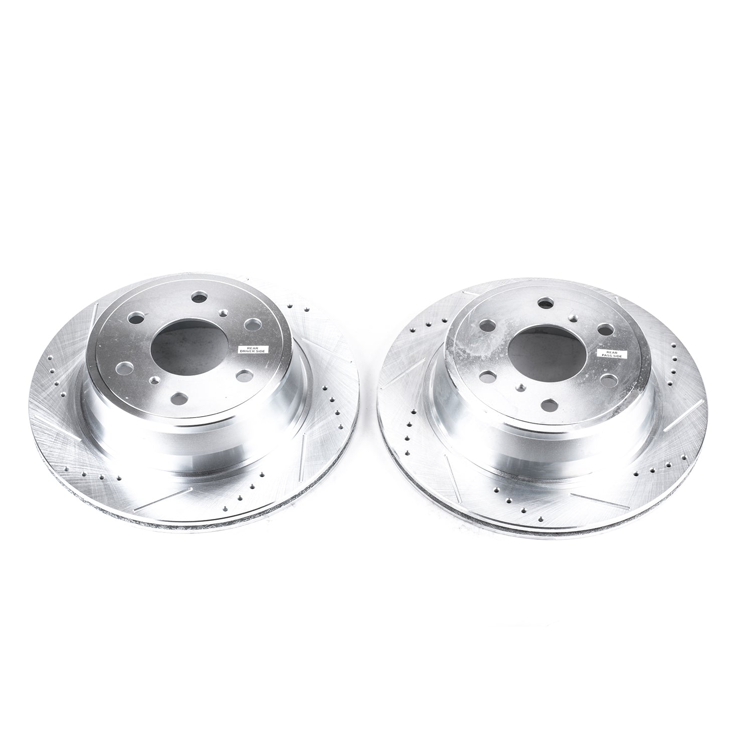 PowerStop AR8658XPR drilled and slotted zinc-plated rear brake rotors for Cadillac, Chevrolet, and GMC trucks and SUVs