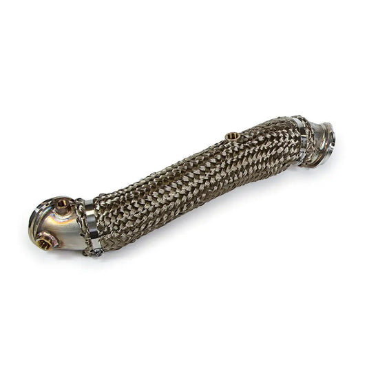 PPE stainless steel down pipe for 2011-2015 GM 6.6L Duramax Silverado Sierra 2500HD 3500HD 117000600 with heat wrapped installed and how to