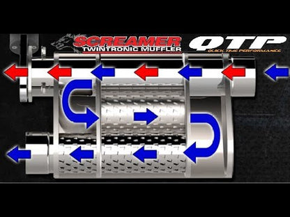 QTP 3in Weld-On Reverse 304SS Screamer Muffler Short Case w/Bolt-On QTEC Electric Cutout