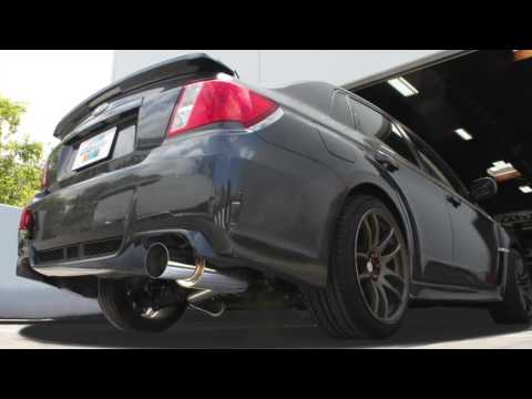 GReddy Revolution RS cat back exhaust Subaru WRX STI 2011-2014 76mm piping 115mm tip 10168101 sound clip exhaust intalled