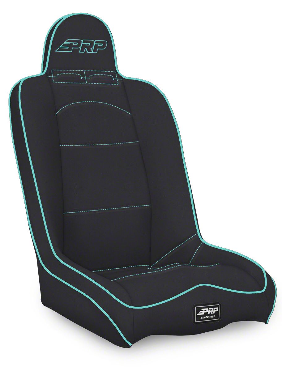 PRP Daily Driver High Back Suspension Seat- Black/Teal Vinyl A140110-201-238