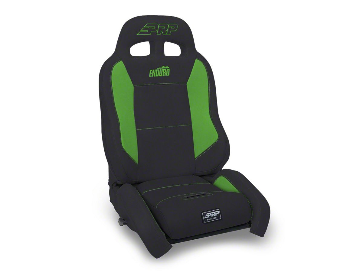 PRP EnduroCrawl Reclining Suspension Seat - Black/Green Vinyl - Passenger A9001045-201-W