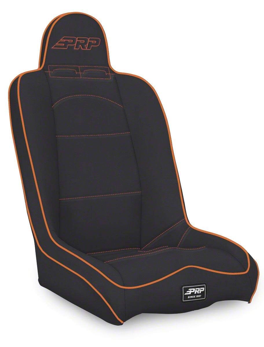 PRP Daily Driver High Back Suspension Seat- Black/Orange Vinyl A140110-201-207