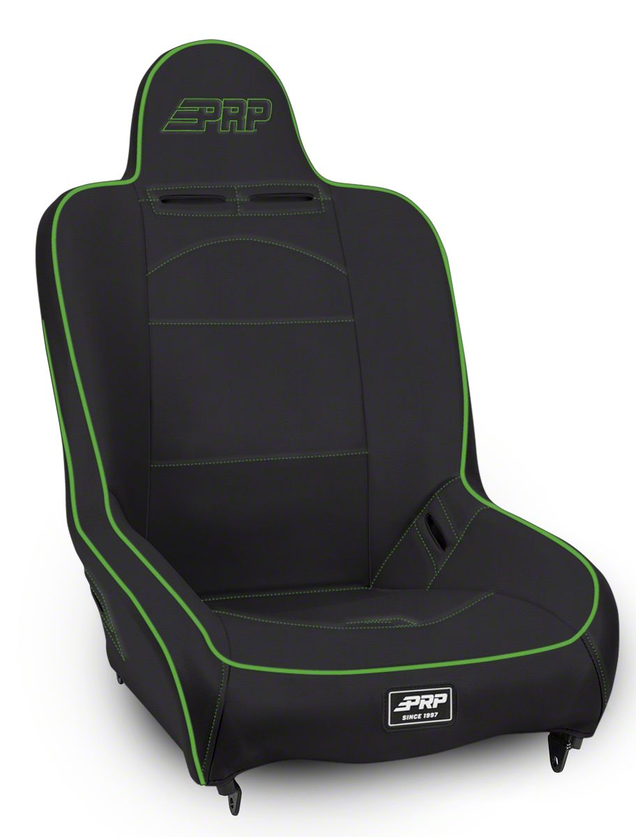 PRP Premier High Back Suspension Seat- Black/Green Vinyl A100110-201-W