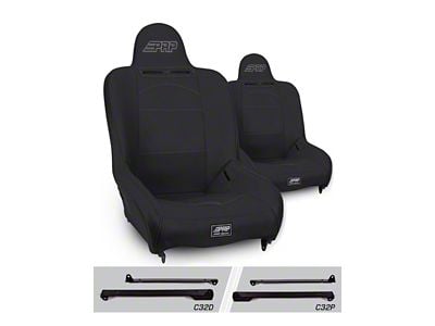 PRP Premier High Back Suspension Seat- Black/Teal Vinyl A100110-201-238