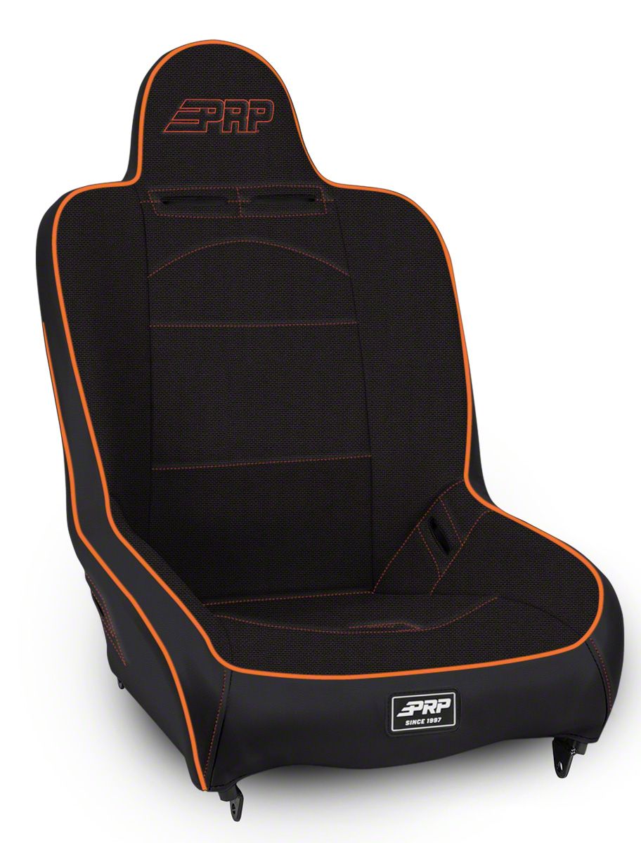 PRP Premier High Back Suspension Seat- Black/Orange Tweed