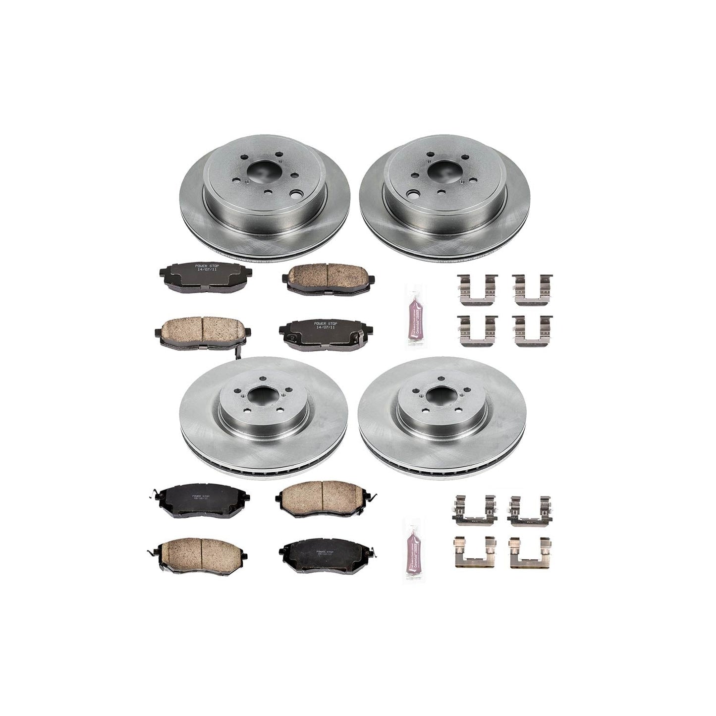 Power Stop 10-14 Subaru Legacy Front & Rear Z17 Evolution Geomet Coated Brake Kit