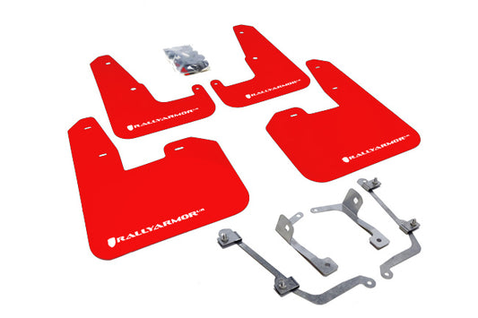 Rally Armor Red UR Mud Flaps with White Logo – Fits 2008–2014 Subaru STI & 2011–2014 WRX Hatchback – MF15-UR-RD/WH