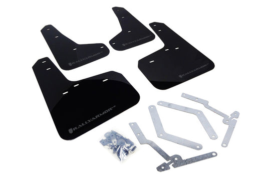 Rally Armor UR Mud Flap Kit MF27-UR-BLK/GRY for 2012–2019 Ford Focus ST and RS – Black with Grey Logo