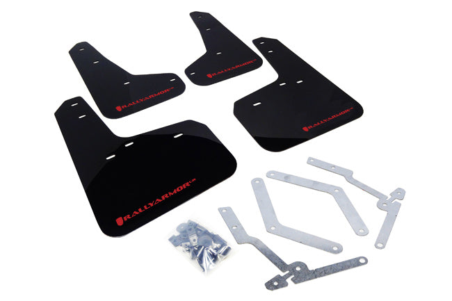 Rally Armor MF27-UR-BLK/RD Mud Flaps for 2012–2019 Ford Focus ST, SE Hatch, and RS – Black with Red Logo