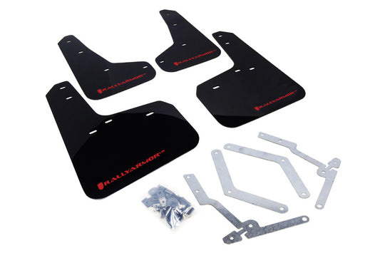Rally Armor MF27-UR-BLK/RD Mud Flaps for 2012–2019 Ford Focus ST, SE Hatch, and RS – Black with Red Logo