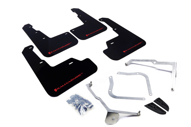 Rally Armor MF32-UR-BLK/RD UR Mud Flap Kit for 2015–2021 Subaru WRX & STI – Black with Red Logo