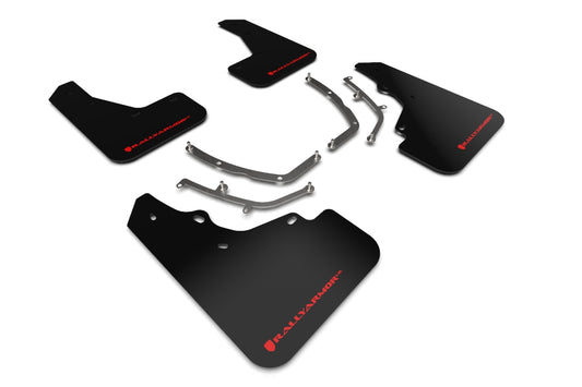 Rally Armor UR Mud Flap Kit MF61-UR-BLK/RD for 2019–2025 Mazda3 Hatchback – Black with Red Logo