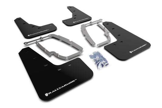 Rally Armor MF62-UR-BLK/WH UR Mud Flap Kit for 2017–2023 Tesla Model 3 – Black with White Logo