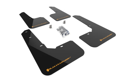 Rally Armor MF76-UR-BLK/WOR UR Mud Flap Kit for 2022–2025 Subaru Outback Wilderness – Black with Wild Orange Logo