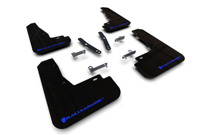 Rally Armor Black UR Mud Flaps with Blue Logo for 2022–2025 Kia EV6, GT, and GT-Line – MF91-UR-BLK-BL