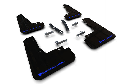 Rally Armor Black UR Mud Flaps with Blue Logo for 2022–2025 Kia EV6, GT, and GT-Line – MF91-UR-BLK-BL