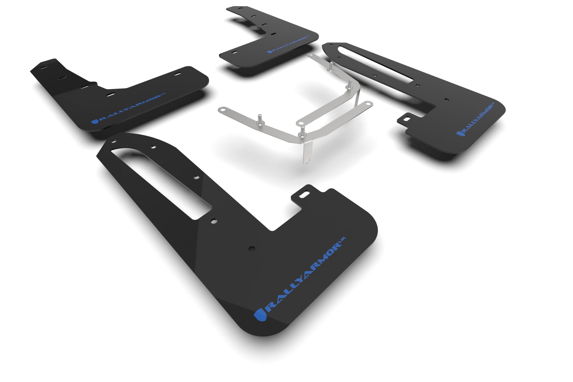 Rally Armor MF97-UR-BLK-NB Mud Flap Kit for 2023–2025 Honda Civic Type R – Black with Light Blue Logo