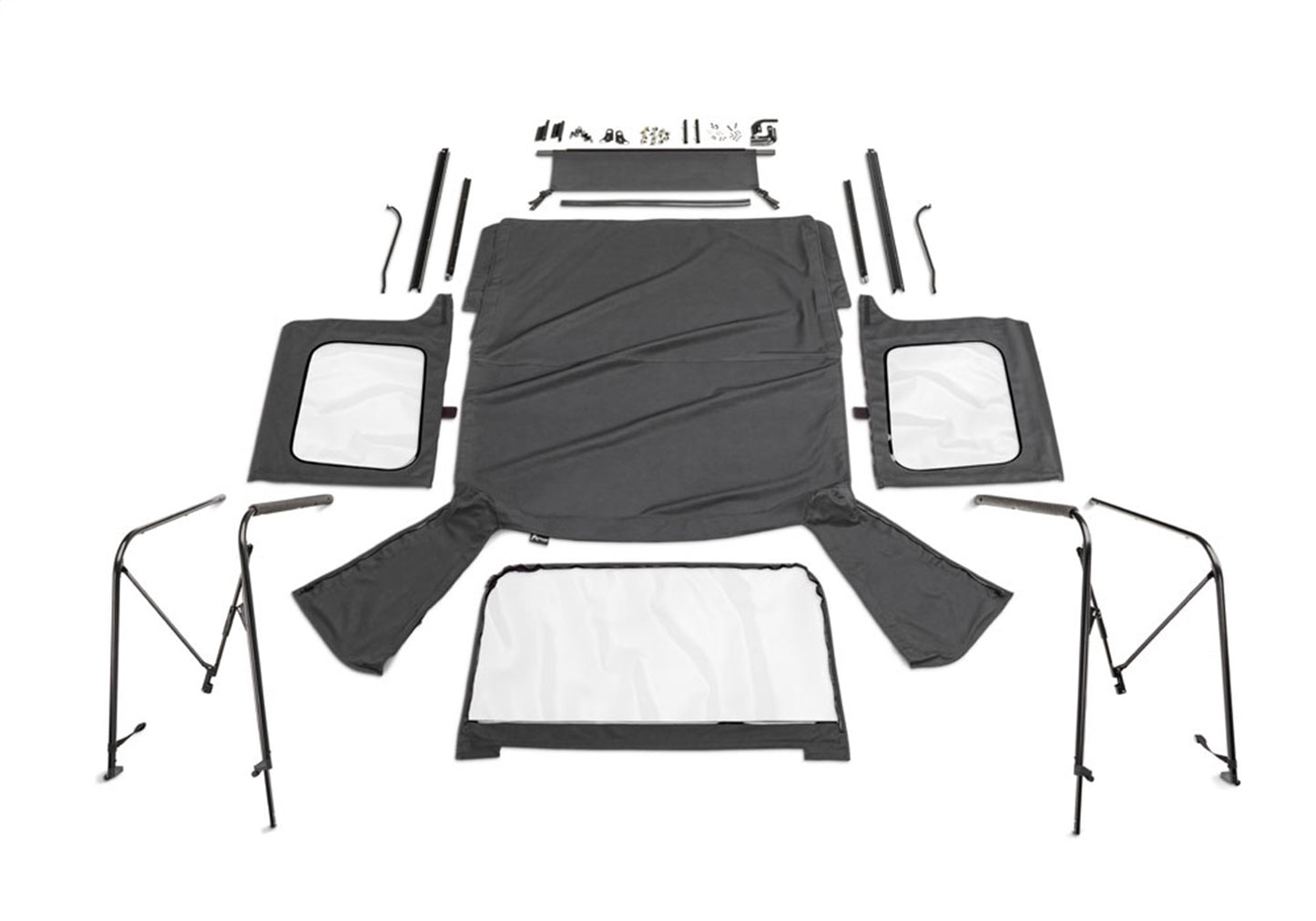 Rampage Complete Soft Top Kit Black Diamond for 1976-1995 Jeep CJ7 and Wrangler YJ - 68035