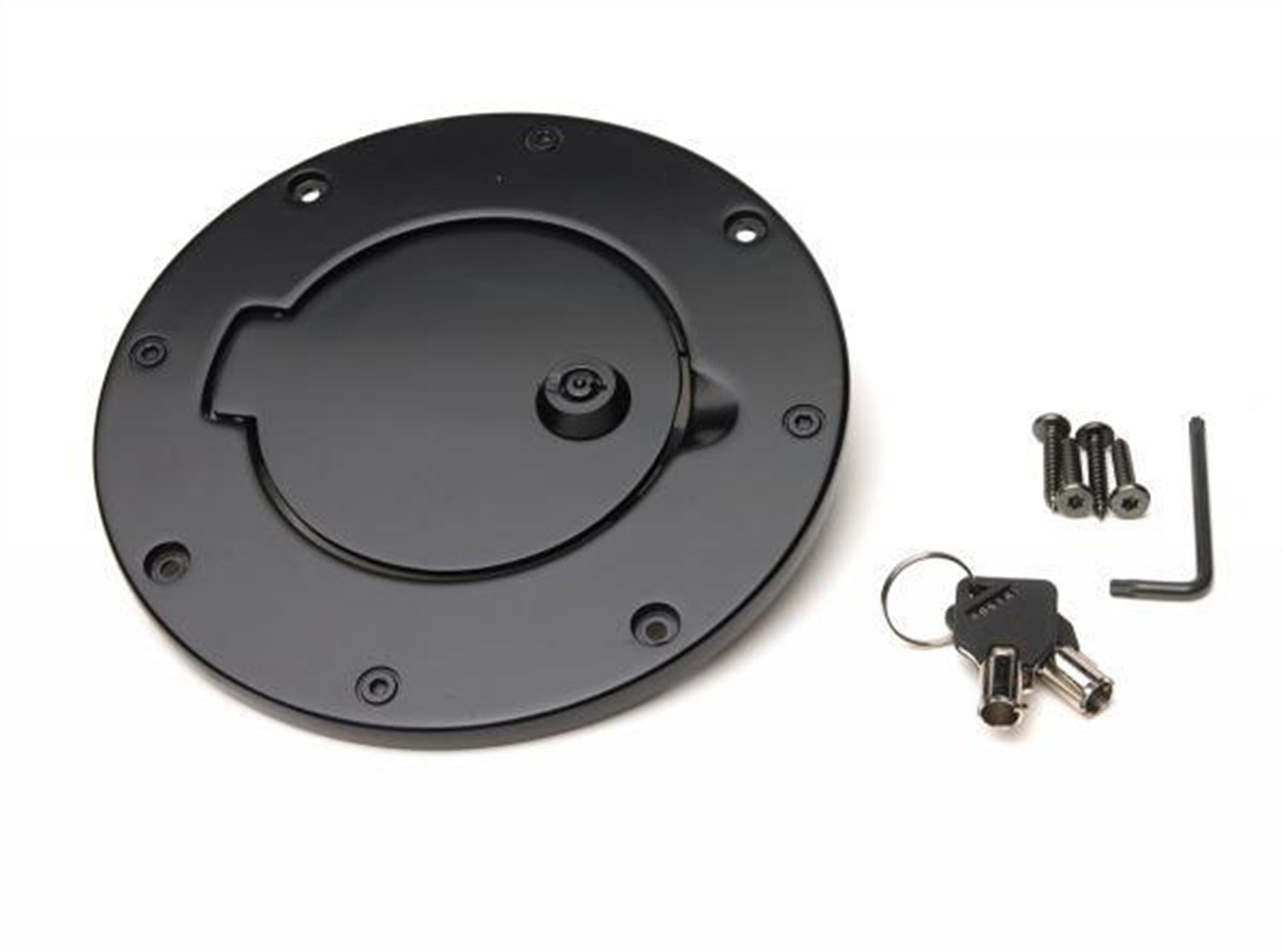 Rampage Locking Aluminum Fuel Cap Cover Black for 2007-2018 Jeep Wrangler JK - 85007