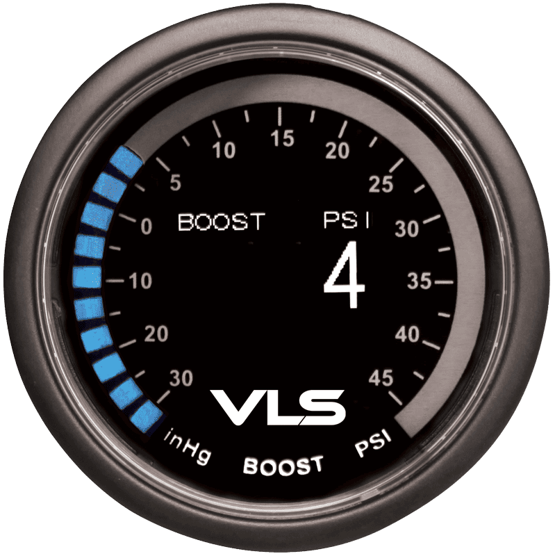 Revel VLS OLED 52mm boost gauge with 30 LED outer ring and 30 inHg to 45 PSI range - 1TR1AA001R