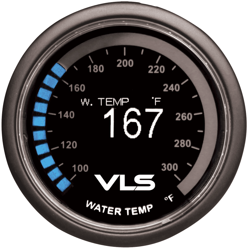 Revel VLS 52mm water temperature OLED gauge 100°F-300°F with 30 LED ring and 1/8 NPT sensor - 1TR1AA002R