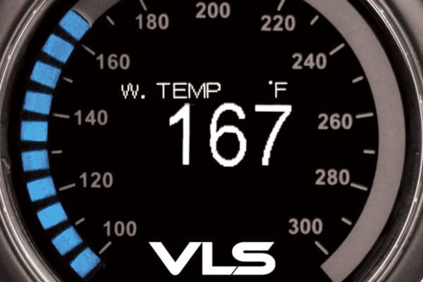 Revel VLS 52mm water temperature OLED gauge 100°F-300°F with 30 LED ring and 1/8 NPT sensor - 1TR1AA002R