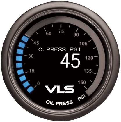 Revel VLS 52mm oil pressure OLED gauge 0-150 PSI with 30 LED ring and 1/8 NPT sensor - 1TR1AA004R