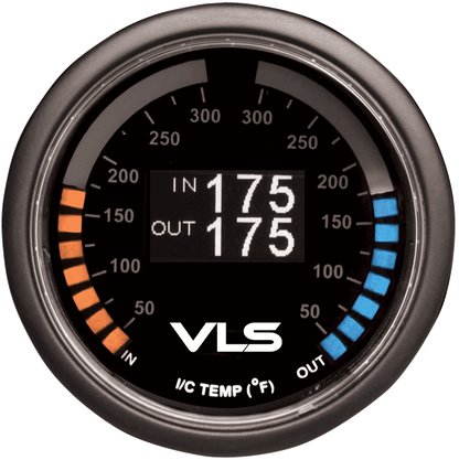 Revel VLS 52mm Intercooler Dual Temperature OLED gauge with dual LED rings and 3/8 NPT sensors - 1TR1AA006R