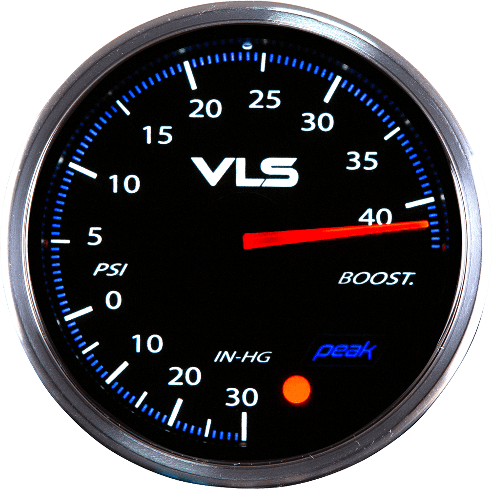 Revel VLS II 52mm boost analog gauge with 30 inHg to 45 PSI range and LED backlighting - 1TR1AB001