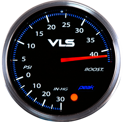 Revel VLS II 52mm boost analog gauge with 30 inHg to 45 PSI range and LED backlighting - 1TR1AB001