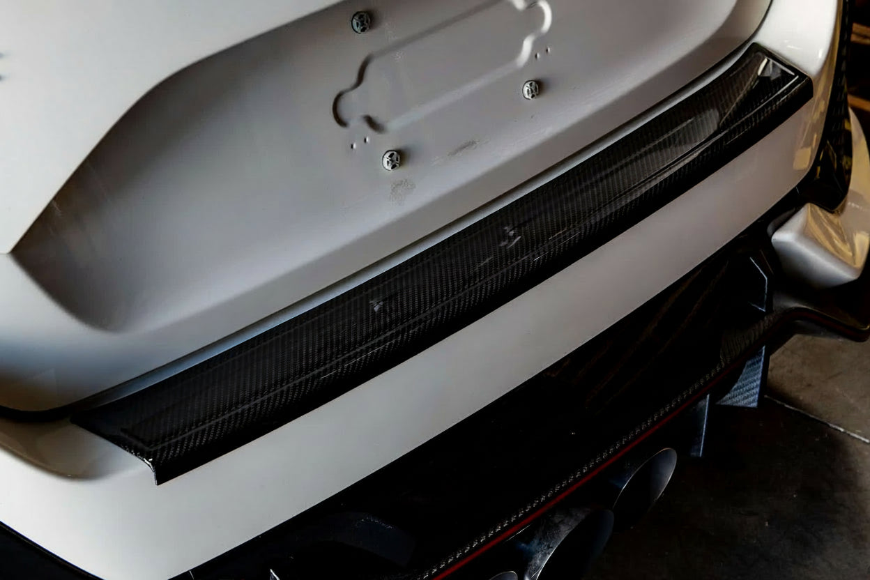 Revel GT dry carbon rear bumper applique gloss finish for 2016-2021 Honda Civic Hatchback and Type R - 1TR4GT0AH11